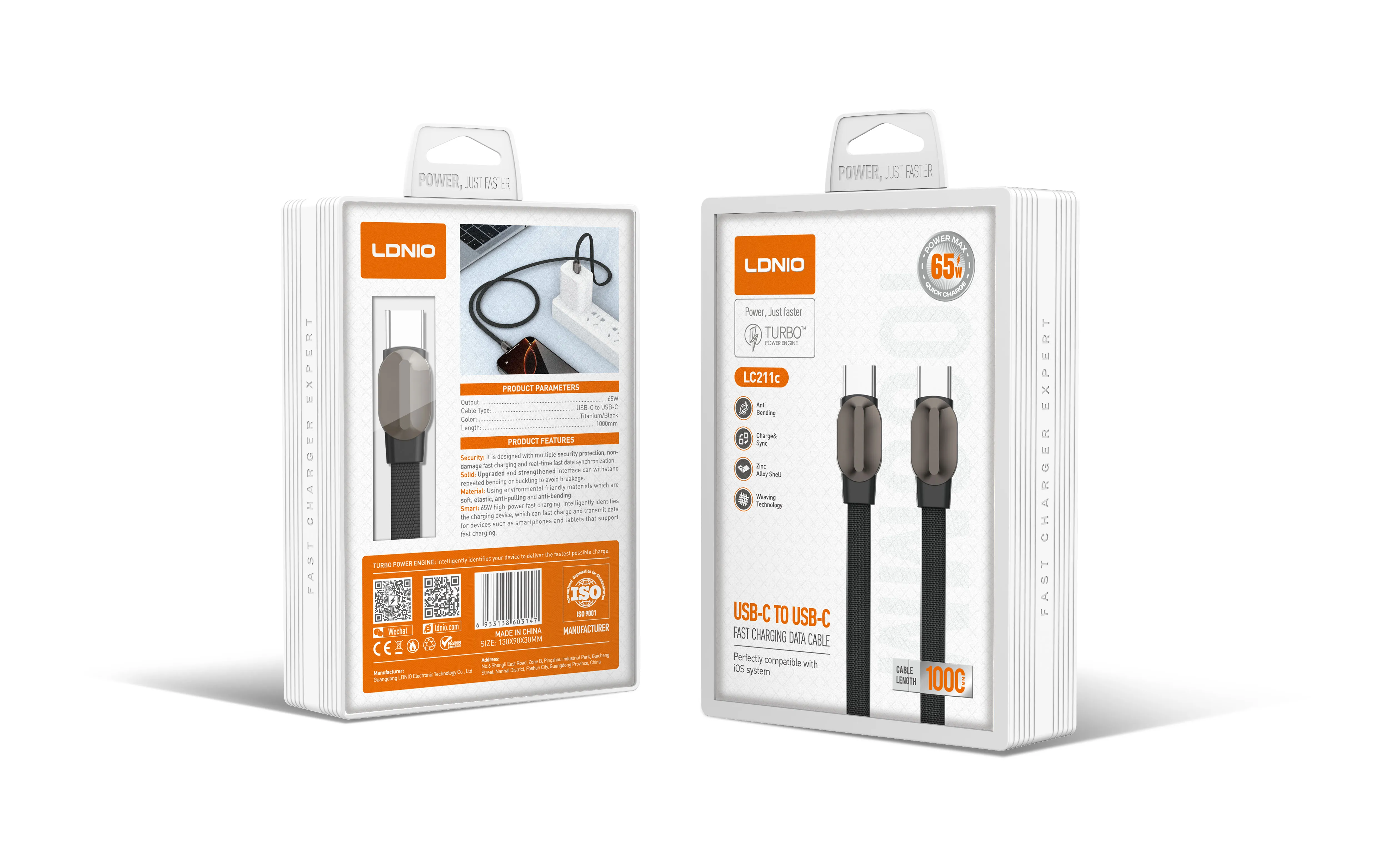 Cable USB-C a USB-C 1m 65W (LC211C)